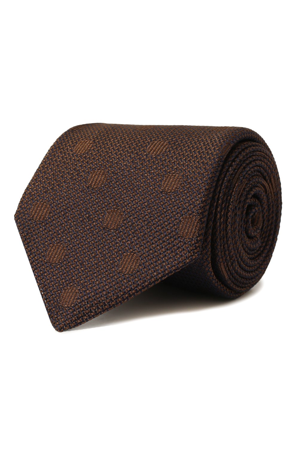 Мужской шелковый галстук LUIGI BORRELLI коричневого цвета, арт. CR453081/LC | Фото 1 (Принт: С принтом; Материал: Текстиль, Шелк)