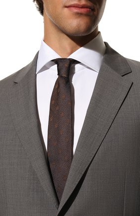 Мужской шелковый галстук LUIGI BORRELLI коричневого цвета, арт. CR453081/LC | Фото 2 (Принт: С принтом; Материал: Текстиль, Шелк)