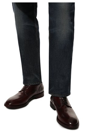Мужские кожаные дерби MATTIA CAPEZZANI бордового цвета, арт. M2205/FL0RENCE | Фото 3 (Материал внешний: Кожа; Материал внутренний: Натуральная кожа; Стили: Классический)
