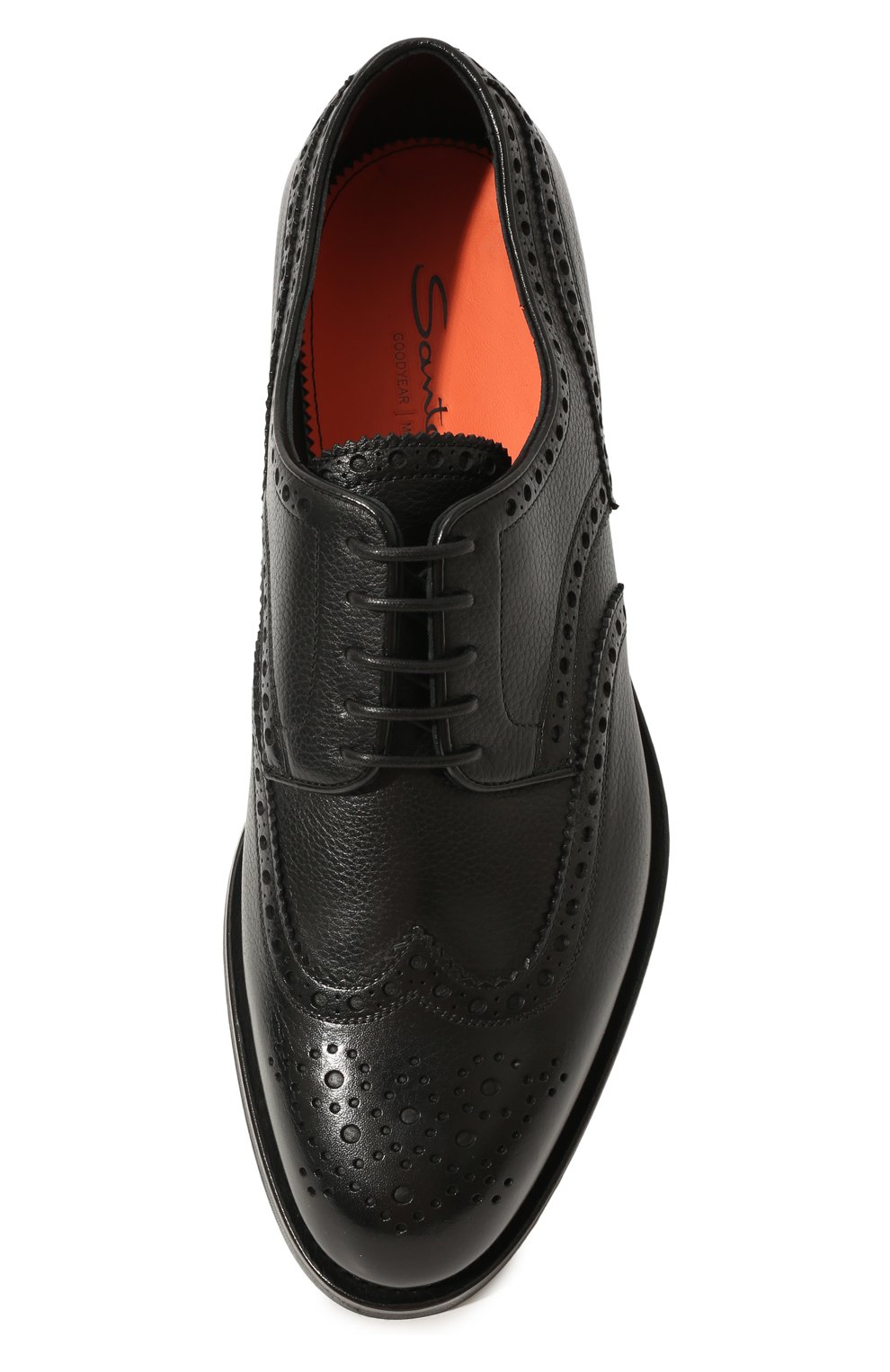 Мужские кожаные дерби colin SANTONI черного цвета, арт. MCCG15761PI2HSDSN01 | Фото 6 (Материал внешний: Кожа; Мужское Кросс-КТ: Броги-обувь; Материал внутренний: Натуральная кожа; Стили: Классический)