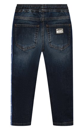 Детские джинсы DOLCE & GABBANA синего цвета, арт. L44P03/LDA72/2-6 | Фото 2 (Детали: На резинке; Материал внешний: Хлопок)