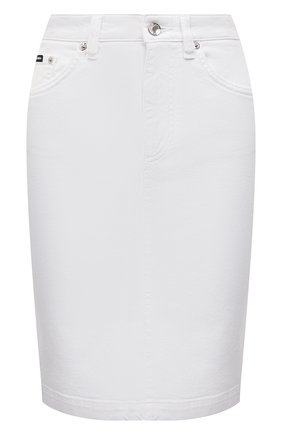 Женская джинсовая юбка DOLCE & GABBANA белого цвета, арт. F4CHFD/G8GM4 | Фото 1 (Длина Ж (юбки, платья, шорты): До колена; Материал внешний: Хлопок)