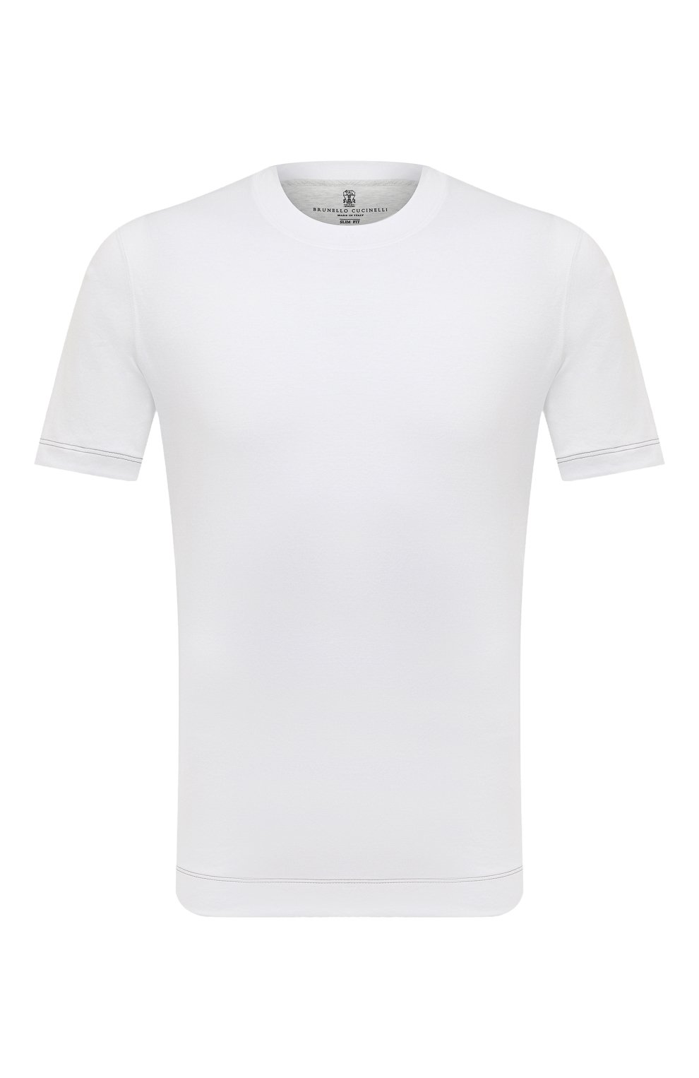 Мужская хлопковая футболка BRUNELLO CUCINELLI белого цвета, арт. M0T617107 | Фото 1 (Принт: Без принта; Рукава: Короткие; Длина (для топов): Стандартные; Материал внешний: Хлопок; Стили: Кэжуэл)