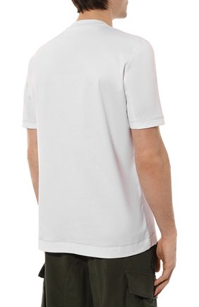 Мужская хлопковая футболка BRUNELLO CUCINELLI белого цвета, арт. M0T617107 | Фото 4 (Принт: Без принта; Рукава: Короткие; Длина (для топов): Стандартные; Материал внешний: Хлопок; Стили: Кэжуэл)