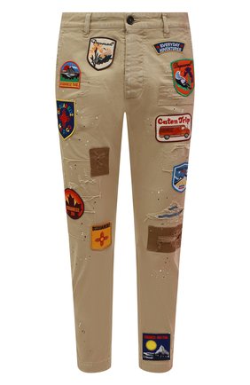 Мужские хлопковые брюки DSQUARED2 бежевого цвета, арт. S74KB0674/S39021 | Фото 1 (Силуэт М (брюки): Чиносы; Случай: Повседневный; Стили: Гранж; Материал внешний: Хлопок; Длина (брюки, джинсы): Укороченные)