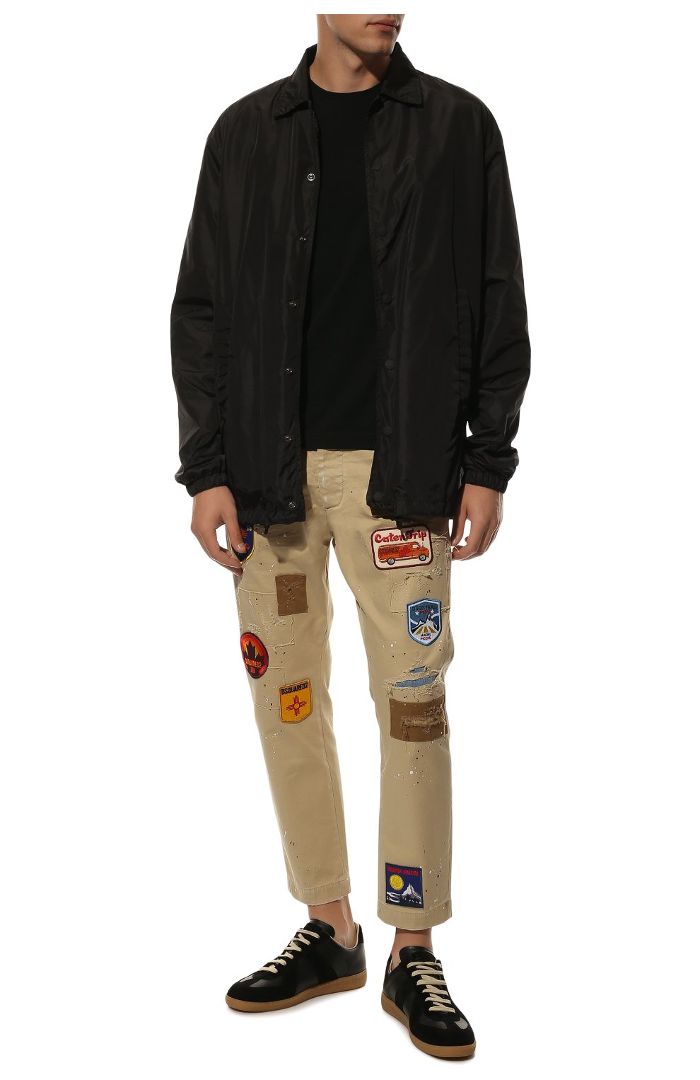 Мужские хлопковые брюки DSQUARED2 бежевого цвета, арт. S74KB0674/S39021 | Фото 2 (Силуэт М (брюки): Чиносы; Случай: Повседневный; Стили: Гранж; Материал внешний: Хлопок; Длина (брюки, джинсы): Укороченные)