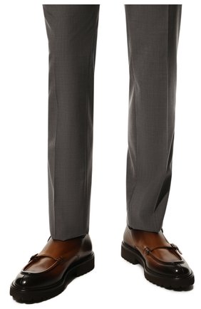 Мужские кожаные монки DOUCAL'S коричневого цвета, арт. DU2738PHILUF159TC22 | Фото 3 (Материал внешний: Кожа; Материал внутренний: Натуральная кожа; Стили: Классический)