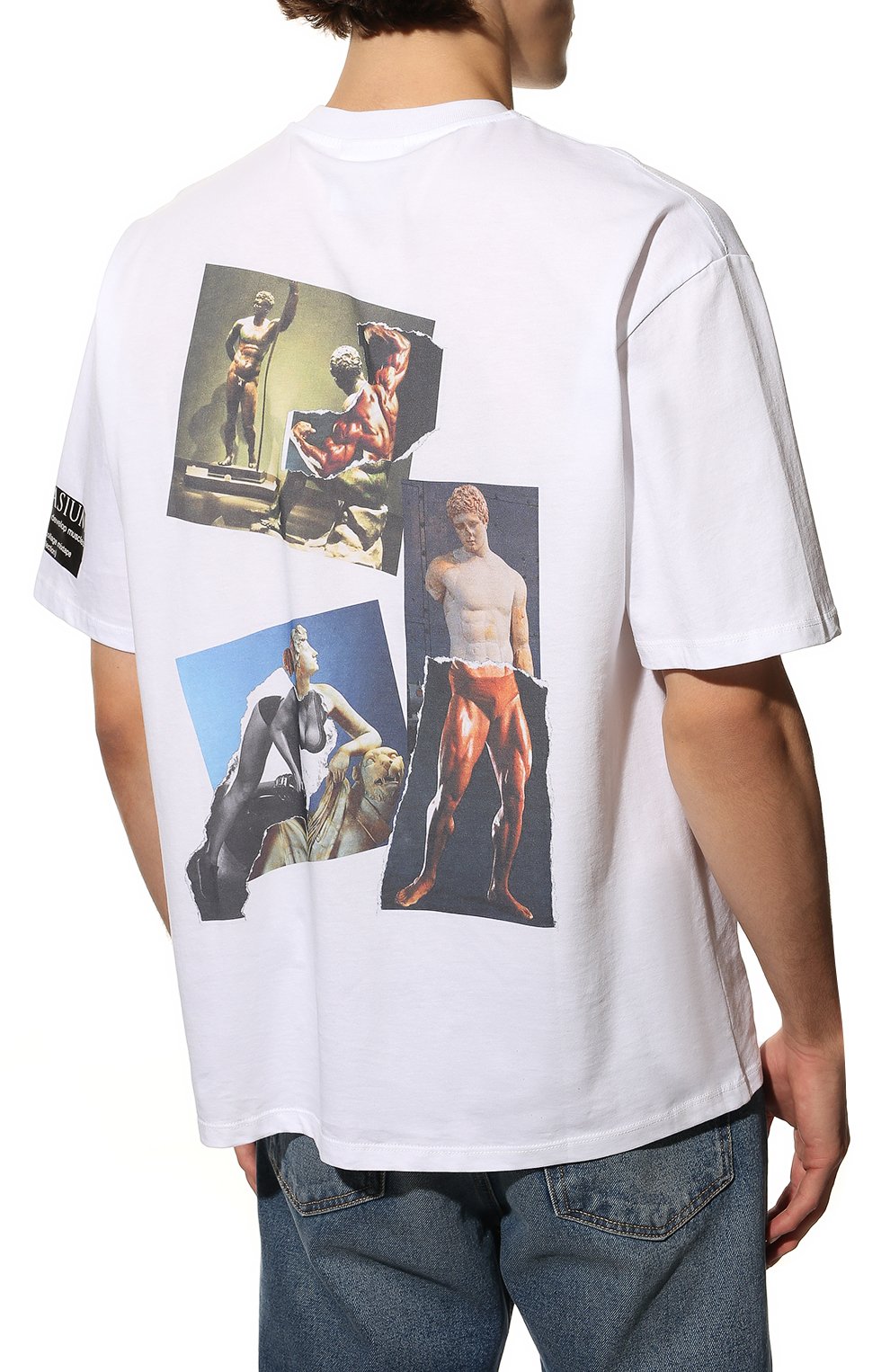 Мужская хлопковая футболка DIEGO VENTURINO белого цвета, арт. FW22-DV TS0 GYMMIX | Фото 4 (Рукава: Короткие; Длина (для топов): Стандартные; Стили: Гранж; Принт: С принтом; Материал внешний: Хлопок)