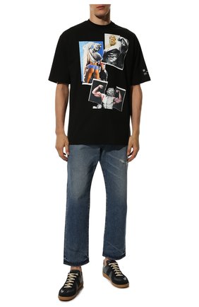 Мужская хлопковая футболка DIEGO VENTURINO черного цвета, арт. FW22-DV TS0 GYMMIX | Фото 2 (Рукава: Короткие; Длина (для топов): Стандартные; Стили: Гранж; Принт: С принтом; Материал внешний: Хлопок)