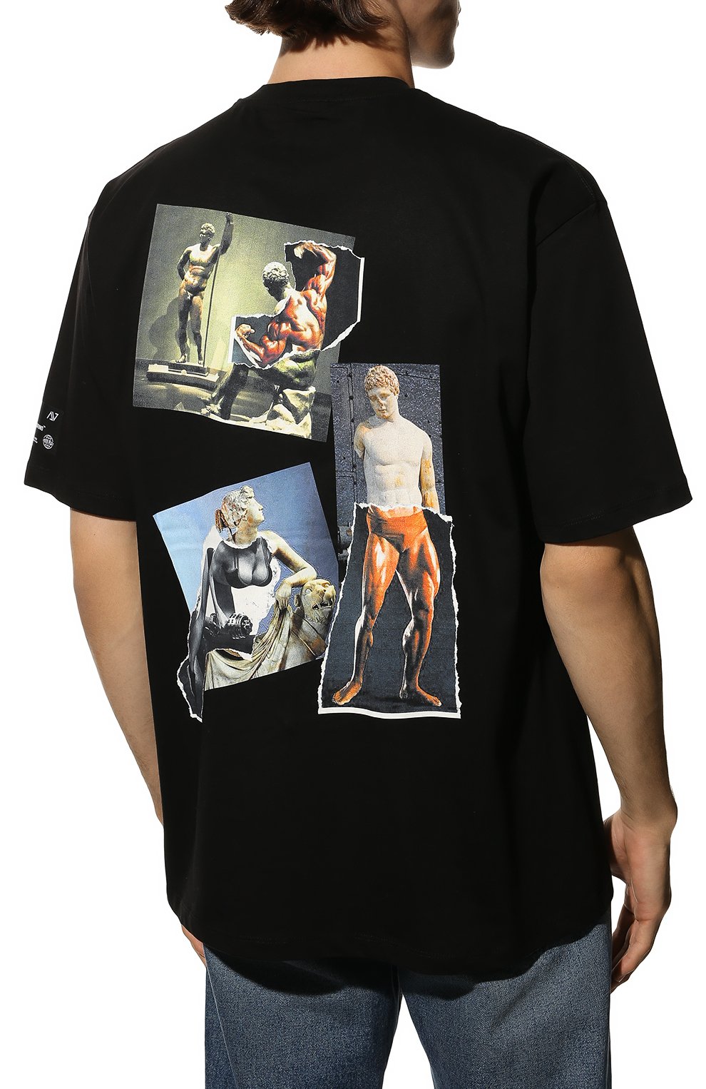 Мужская хлопковая футболка DIEGO VENTURINO черного цвета, арт. FW22-DV TS0 GYMMIX | Фото 4 (Рукава: Короткие; Длина (для топов): Стандартные; Стили: Гранж; Принт: С принтом; Материал внешний: Хлопок)
