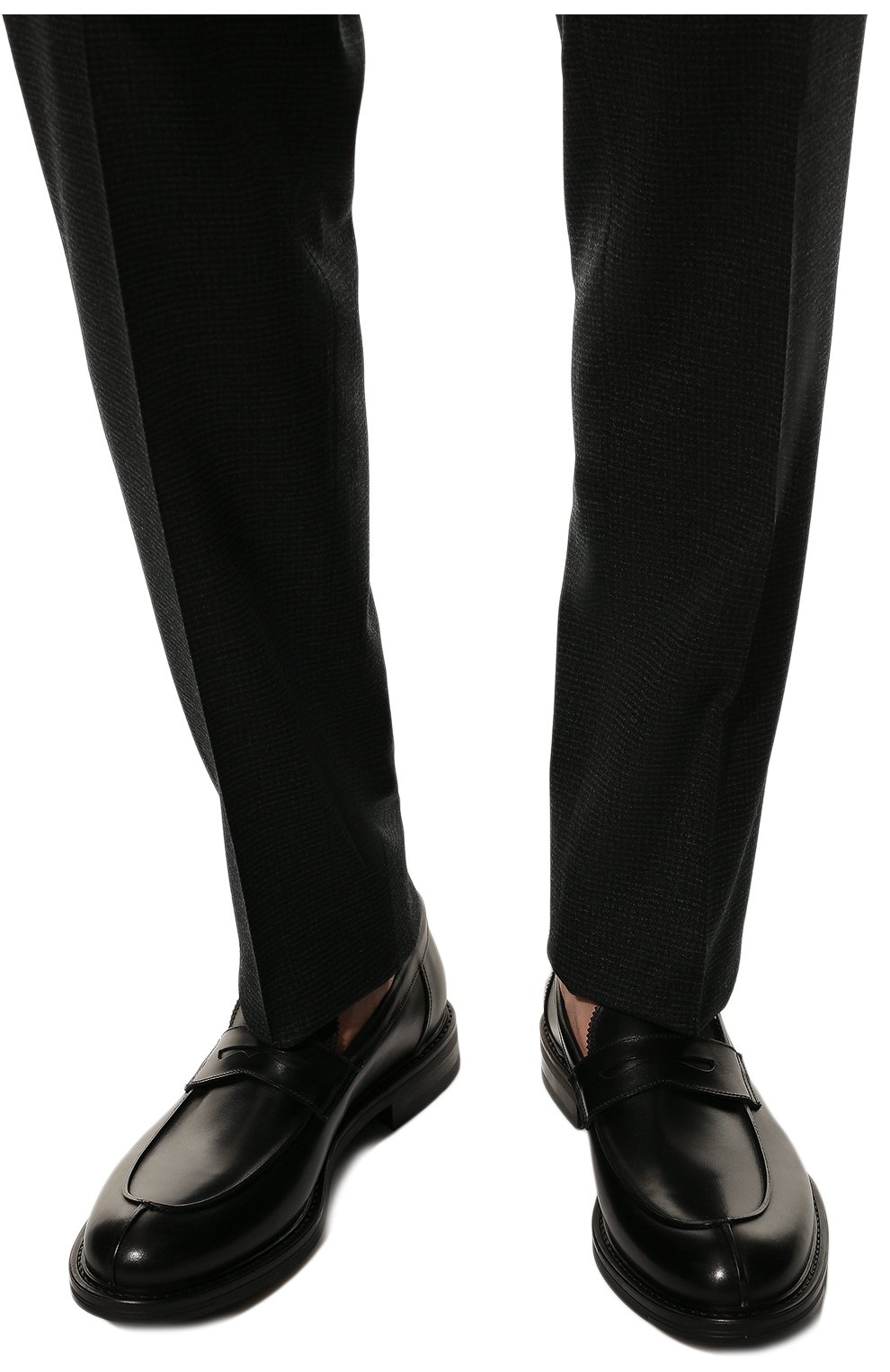 Мужские кожаные пенни-лоферы W.GIBBS черного цвета, арт. 3169025/0214 | Фото 3 (Материал внешний: Кожа; Материал внутренний: Натуральная кожа; Стили: Кэжуэл)
