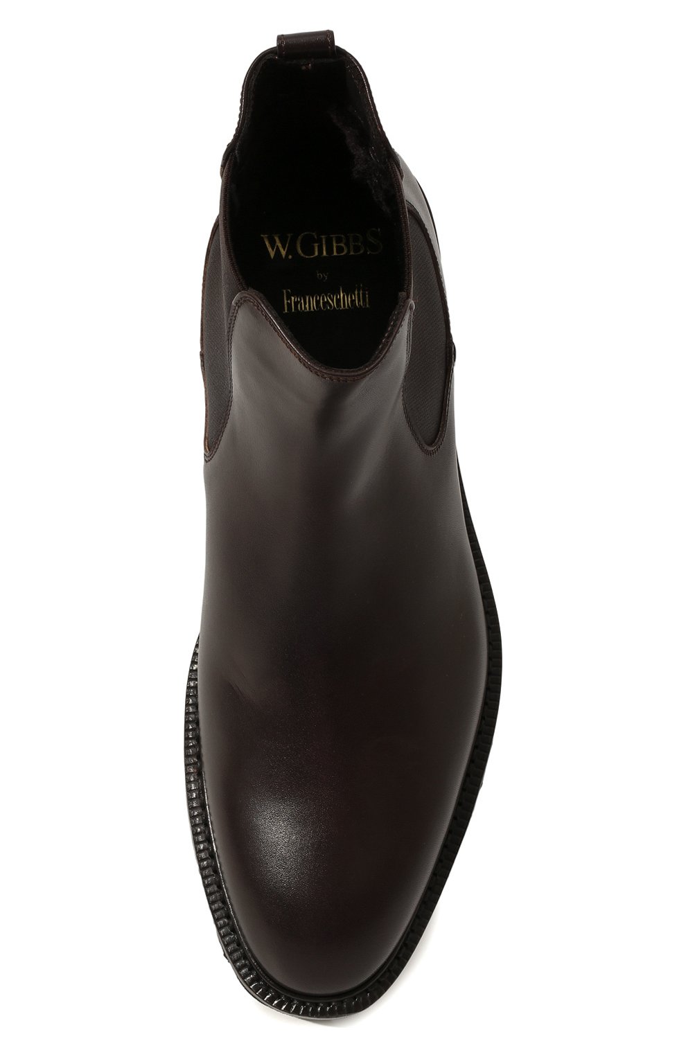 Мужские кожаные челси W.GIBBS темно-коричневого цвета, арт. 7260004/2311 | Фото 6 (Материал внешний: Кожа; Материал утеплителя: Натуральный мех; Мужское Кросс-КТ: зимние сапоги, Сапоги-обувь, Челси-обувь)