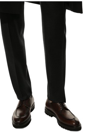 Мужские кожаные дерби W.GIBBS темно-коричневого цвета, арт. 7260009/2573 | Фото 3 (Материал внешний: Кожа; Материал утеплителя: Натуральный мех; Стили: Классический)
