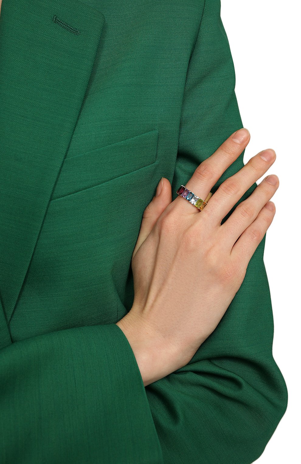 Женское кольцо-радуга из камней SECRETS JEWELRY разноцветного цвета, арт. КРОС00620 | Фото 2 (Материал: Серебро)