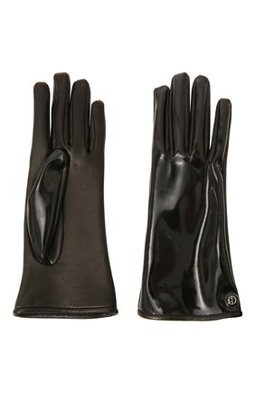 Женские кожаные перчатки GIORGIO ARMANI коричневого цвета, арт. 794209/2F208 | Фото 2 (Материал: Натуральная кожа)