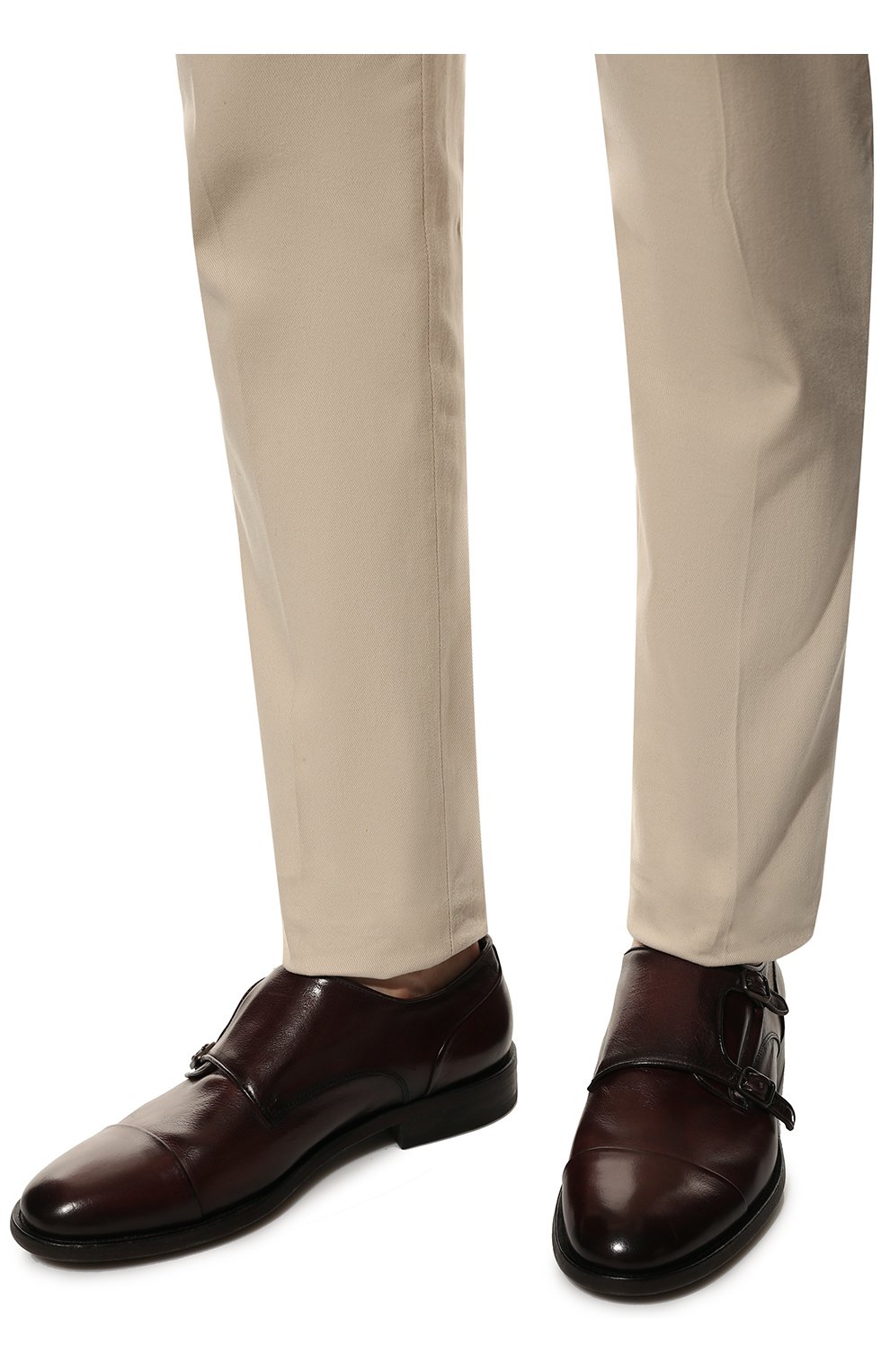 Мужские кожаные монки PANTANETTI бордового цвета, арт. 15894E/LAG0S | Фото 3 (Материал внешний: Кожа; Материал внутренний: Натуральная кожа; Стили: Классический)