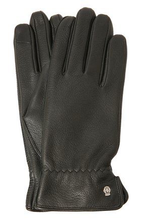 Мужские кожаные перчатки с кашемировой подкладкой ROECKL черного цвета, арт. 11013-663 | Фото 1 (Материал: Натуральная кожа; Мужское Кросс-КТ: Кожа и замша)