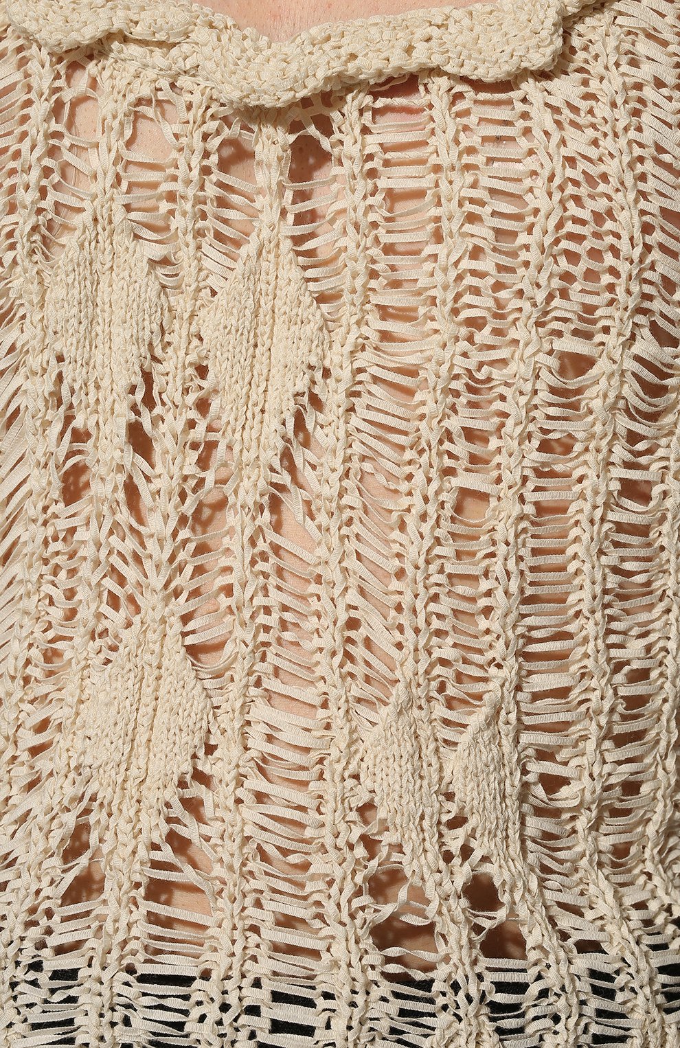 Женский хлопковый пуловер ACNE STUDIOS кремвого цвета, арт. A60356 | Фото 5 (Рукава: Длинные; Материал внешний: Синтетический материал, Хлопок; Длина (для топов): Стандартные; Женское Кросс-КТ: Пуловер-одежда; Стили: Бохо)