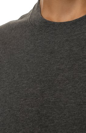 Мужская хлопковая футболка  BRUNELLO CUCINELLI темно-серого цвета, арт. M0T611308 | Фото 5 (Рукава: Короткие; Длина (для топов): Стандартные; Материал внешний: Хлопок; Размерность: Маломерит; Стили: Кэжуэл)