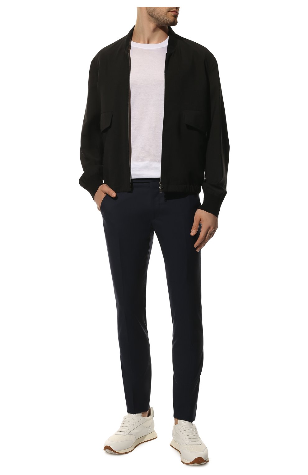 Мужские шерстяные брюки BERWICH темно-синего цвета, арт. M0RELL0/LP3011X | Фото 2 (Материал внешний: Шерсть; Длина (брюки, джинсы): Стандартные; Случай: Повседневный; Материал подклада: Купро; Стили: Кэжуэл)