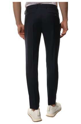 Мужские шерстяные брюки BERWICH темно-синего цвета, арт. M0RELL0/LP3011X | Фото 4 (Материал внешний: Шерсть; Длина (брюки, джинсы): Стандартные; Случай: Повседневный; Материал подклада: Купро; Стили: Кэжуэл)