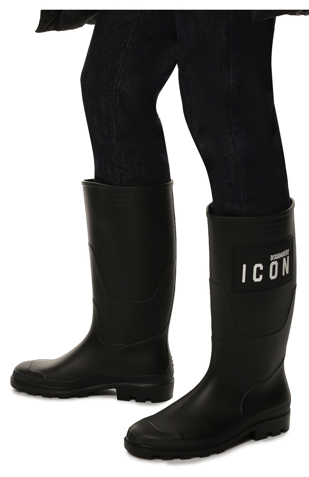 Мужские резиновые сапоги icon DSQUARED2 черного цвета, арт. RBM0002 35805483 | Фото 3 (Материал утеплителя: Без утеплителя; Материал внутренний: Текстиль; Кросс-КТ: резиновые; Мужское Кросс-КТ: Сапоги-обувь)