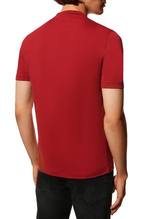Мужская хлопковая футболка  BRUNELLO CUCINELLI красного цвета, арт. M0T611308 | Фото 4 (Принт: Без принта; Рукава: Короткие; Длина (для топов): Стандартные; Материал внешний: Хлопок; Размерность: Маломерит; Стили: Кэжуэл)