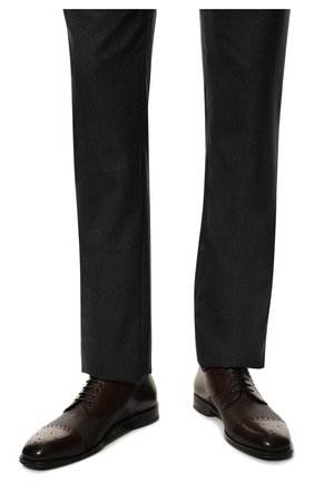Мужские кожаные дерби CANALI темно-коричневого цвета, арт. 921566/RX00698 | Фото 3 (Материал внешний: Кожа; Мужское Кросс-КТ: Броги-обувь; Материал внутренний: Натуральная кожа; Стили: Классический)