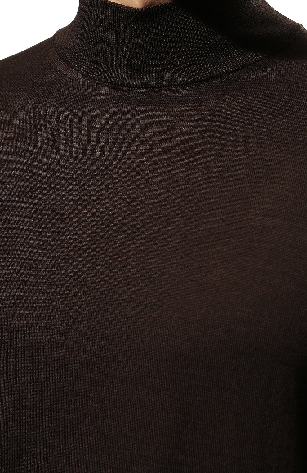 Мужской шерстяная водолазка CANALI темно-коричневого цвета, арт. C0002/MK00077 | Фото 5 (Материал внешний: Шерсть; Рукава: Длинные; Принт: Без принта; Длина (для топов): Стандартные; Мужское Кросс-КТ: Водолазка-одежда; Стили: Кэжуэл)