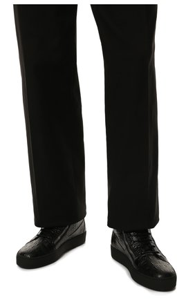 Мужские кожаные кеды GIUSEPPE ZANOTTI DESIGN черного цвета, арт. RU00011/062 | Фото 3 (Материал внешний: Кожа; Материал внутренний: Натуральная кожа; Стили: Классический; Материал утеплителя: Без утеплителя)
