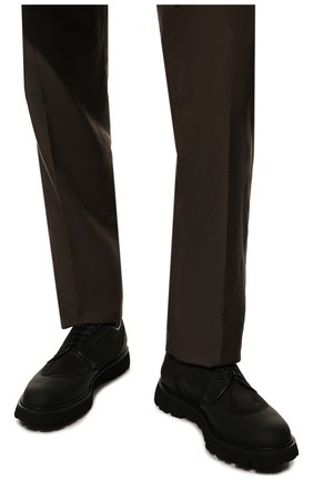 Мужские кожаные дерби DOUCAL'S темно-серого цвета, арт. DU2727G0TEPT485NN05 | Фото 3 (Материал внешний: Текстиль, Кожа; Стили: Классический, Кэжуэл; Материал внутренний: Текстиль)