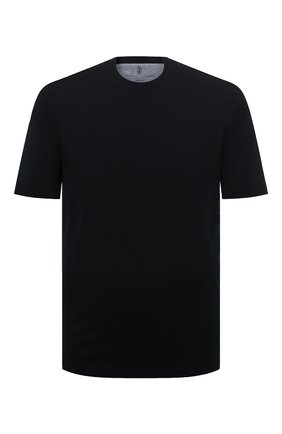 Мужская хлопковая футболка  BRUNELLO CUCINELLI черного цвета, арт. M0T611308 | Фото 1 (Материал внешний: Хлопок; Рукава: Короткие; Женское Кросс-КТ: Футболка-одежда; Принт: Без принта; Стили: Кэжуэл; Длина (для топов): Удлиненные)