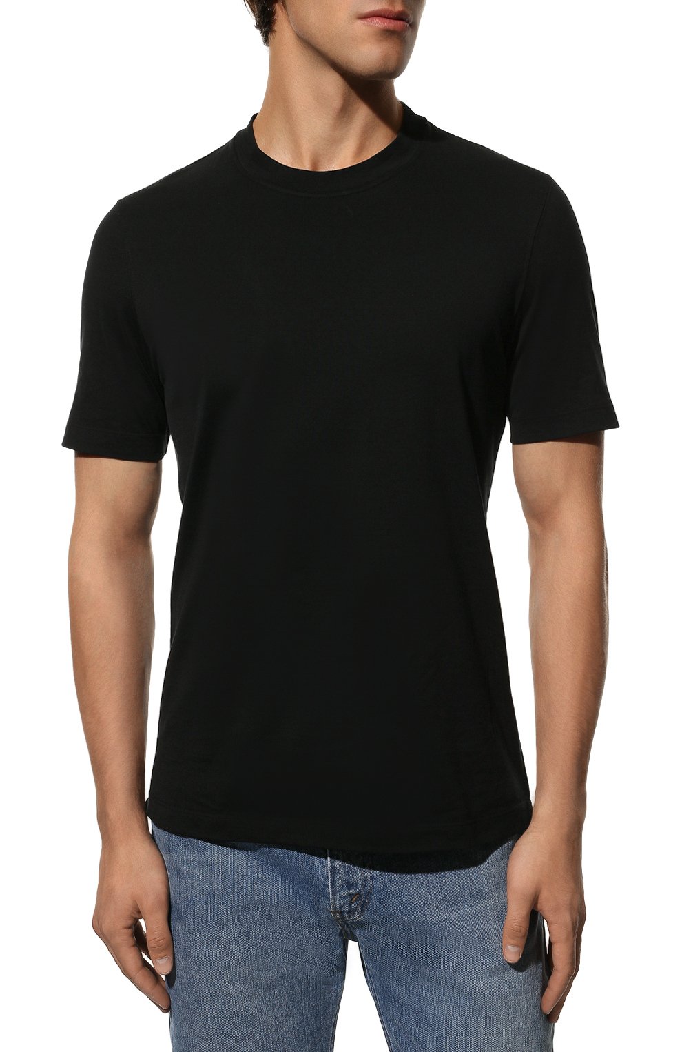 Мужская хлопковая футболка  BRUNELLO CUCINELLI черного цвета, арт. M0T611308 | Фото 3 (Принт: Без принта; Рукава: Короткие; Длина (для топов): Стандартные; Материал внешний: Хлопок; Женское Кросс-КТ: Футболка-одежда; Стили: Кэжуэл)
