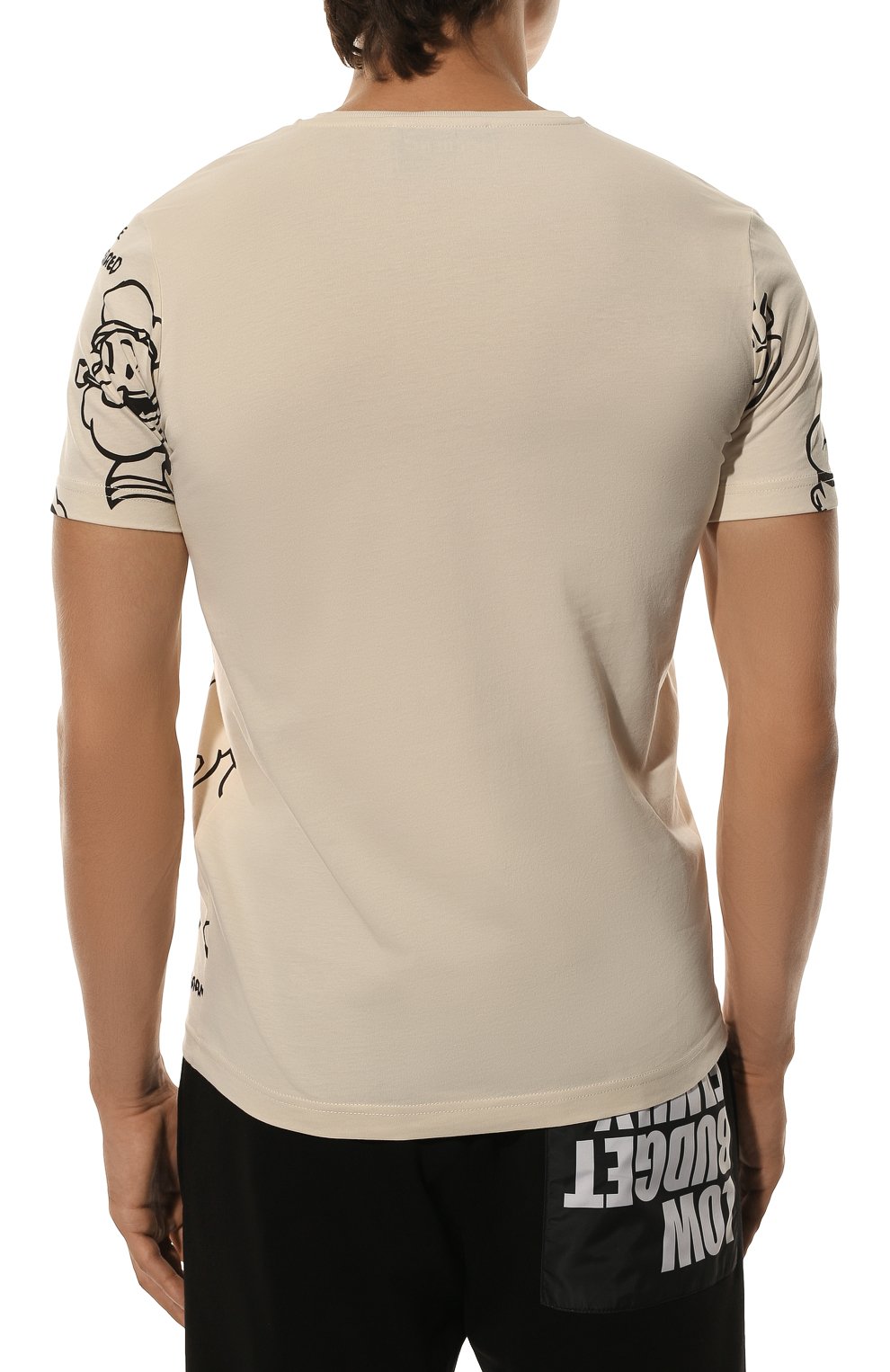 Мужская хлопковая футболка ICEBERG бежевого цвета, арт. 22I I1P0/F012/6301 | Фото 4 (Рукава: Короткие; Длина (для топов): Стандартные; Принт: С принтом; Материал внешний: Хлопок; Стили: Спорт-шик; Женское Кросс-КТ: Футболка-одежда)