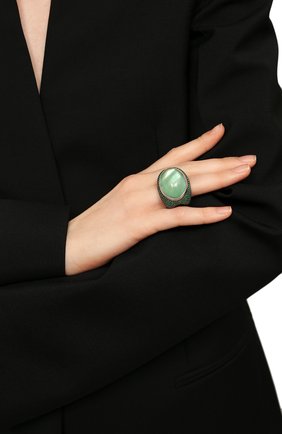 Женское кольцо remember me QUEENSBEE зеленого цвета, арт. 101151 | Фото 2 (Материал: Серебро)