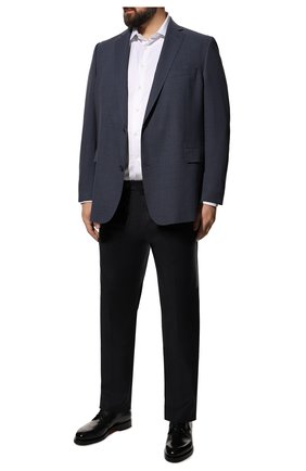 Мужские шерстяные брюки MARCO PESCAROLO темно-синего цвета, арт. EV0M/ZIP/4611 | Фото 2 (Big sizes: Big Sizes; Материал внешний: Шерсть; Длина (брюки, джинсы): Стандартные; Случай: Повседневный; Стили: Кэжуэл)