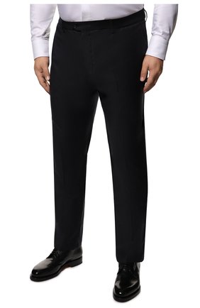 Мужские шерстяные брюки MARCO PESCAROLO темно-синего цвета, арт. EV0M/ZIP/4611 | Фото 3 (Big sizes: Big Sizes; Материал внешний: Шерсть; Длина (брюки, джинсы): Стандартные; Случай: Повседневный; Стили: Кэжуэл)