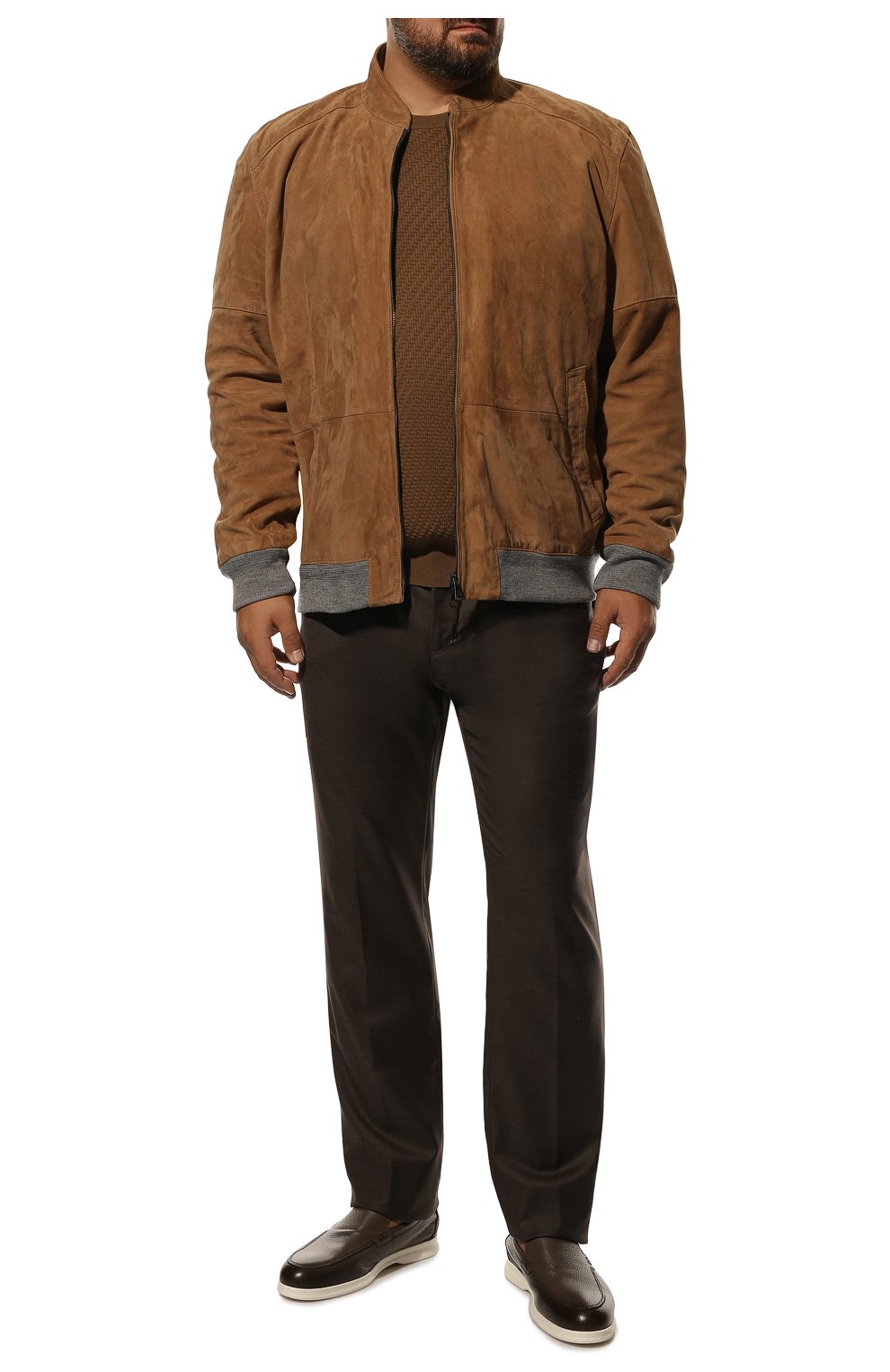 Мужские шерстяные брюки MARCO PESCAROLO коричневого цвета, арт. EV0M/ZIP/4611 | Фото 2 (Big sizes: Big Sizes; Материал внешний: Шерсть; Длина (брюки, джинсы): Стандартные; Случай: Повседневный; Стили: Кэжуэл)