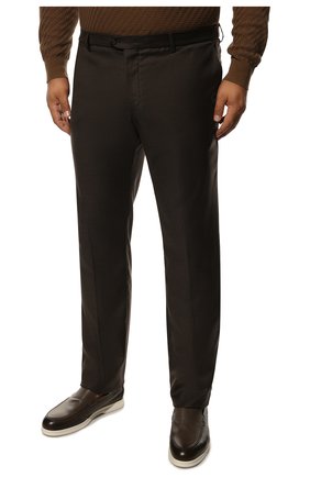 Мужские шерстяные брюки MARCO PESCAROLO коричневого цвета, арт. EV0M/ZIP/4611 | Фото 3 (Big sizes: Big Sizes; Материал внешний: Шерсть; Длина (брюки, джинсы): Стандартные; Случай: Повседневный; Стили: Кэжуэл)