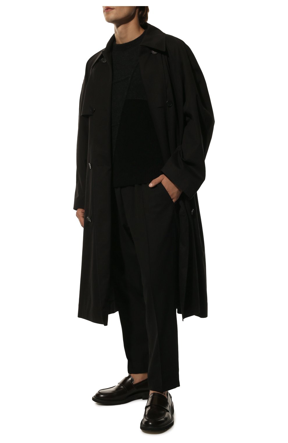 Мужские шерстяные брюки ISABEL BENENATO черного цвета, арт. UW23F22 | Фото 2 (Материал внешний: Шерсть; Длина (брюки, джинсы): Стандартные; Случай: Повседневный; Стили: Минимализм)