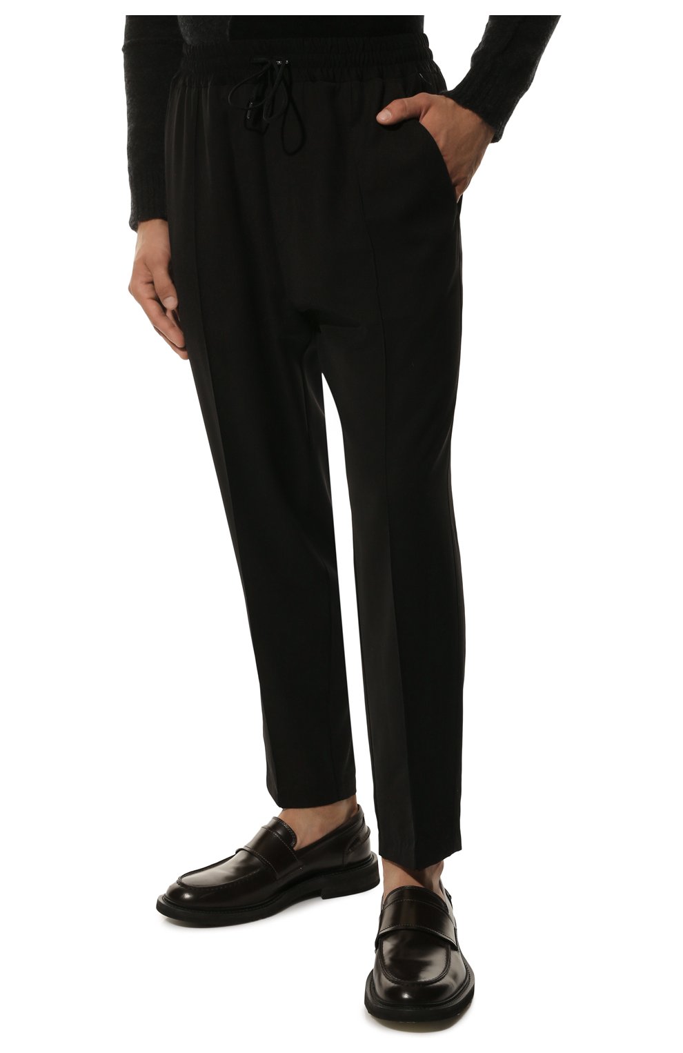 Мужские шерстяные брюки ISABEL BENENATO черного цвета, арт. UW23F22 | Фото 3 (Материал внешний: Шерсть; Длина (брюки, джинсы): Стандартные; Случай: Повседневный; Стили: Минимализм)