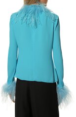 Женская блузка из вискозы с отделкой перьями GIUSEPPE DI MORABITO голубого цвета, арт. FW22164T0-199 | Фото 4 (Рукава: Длинные; Стили: Гламурный; Принт: Без принта; Длина (для топов): Стандартные; Материал внешний: Вискоза; Женское Кросс-КТ: Блуза-одежда)