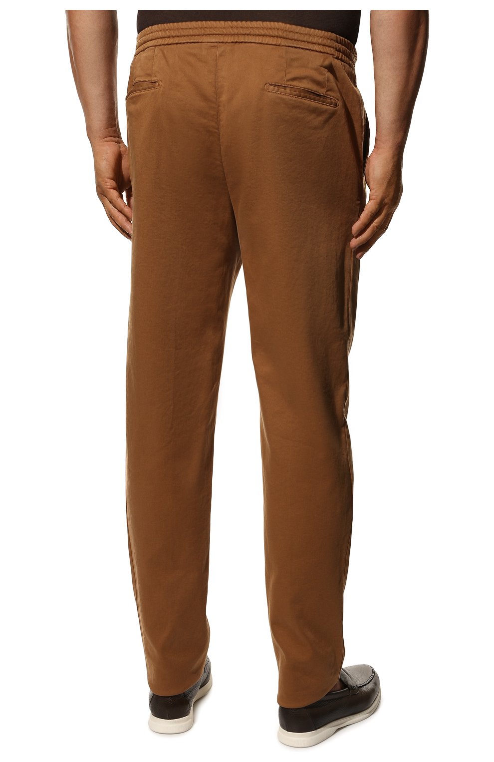 Мужские хлопковые брюки MARCO PESCAROLO темно-бежевого цвета, арт. CHIAIAM/ZIP+SFILA/4604 | Фото 4 (Big sizes: Big Sizes; Силуэт М (брюки): Чиносы; Длина (брюки, джинсы): Стандартные; Случай: Повседневный; Материал внешний: Хлопок; Стили: Кэжуэл)