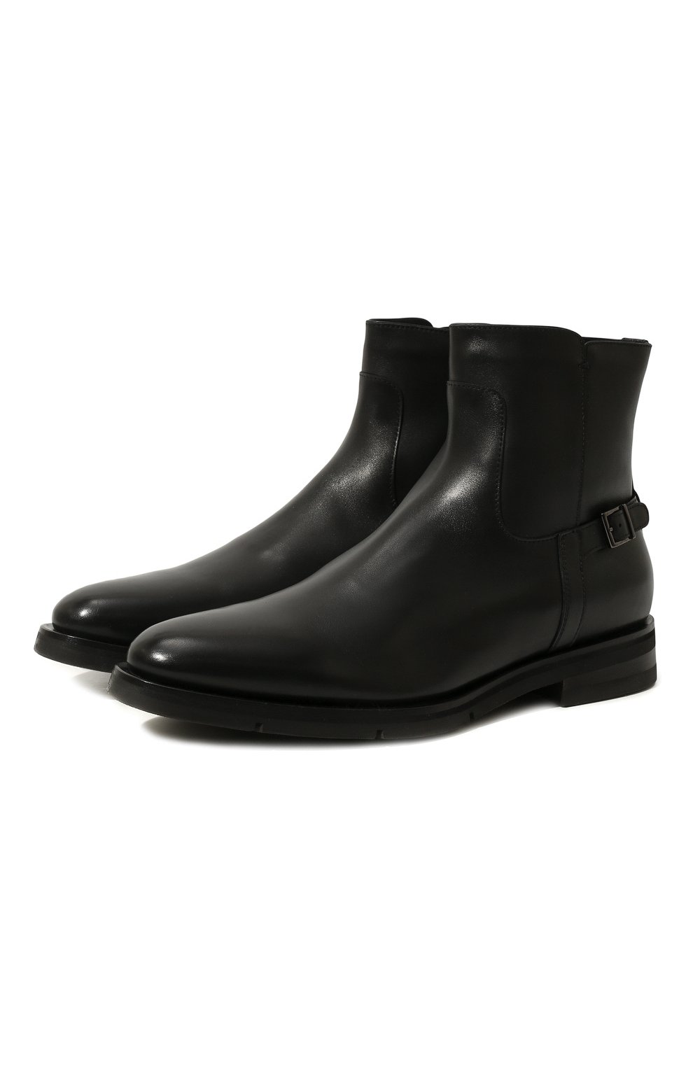 Мужские кожаные сапоги SANTONI черного цвета, арт. MCWG11086JM3ACLBN01 | Фото 1 (Материал внешний: Кожа; Материал утеплителя: Натуральный мех; Мужское Кросс-КТ: Сапоги-обувь)