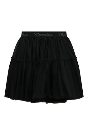 Детская юбка MONNALISA черного цвета, арт. 170GON | Фото 1 (Случай: Вечерний; Материал внешний: Синтетический материал; Материал подклада: Хлопок)
