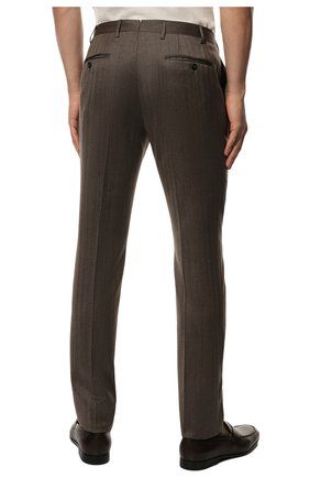 Мужские шерстяные брюки CORNELIANI коричневого цвета, арт. 905B01-2817247/02 | Фото 4 (Материал внешний: Шерсть; Длина (брюки, джинсы): Стандартные; Случай: Повседневный; Стили: Классический; Материал подклада: Вискоза)