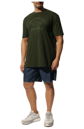 Мужская хлопковая футболка PAUL&SHARK хаки цвета по цене 13650 руб., арт. C0P1007/C00/3XL-6XL | Фото 2 Мужская хлопковая футболка PAUL&SHARK хаки цвета, арт. C0P1007/C00/3XL-6XL | Фото 2 (Рукава: Короткие; Материал внешний: Хлопок; Длина (для топов): Удлиненные; Принт: Без принта; Стили: Кэжуэл; Big sizes: Big Sizes)