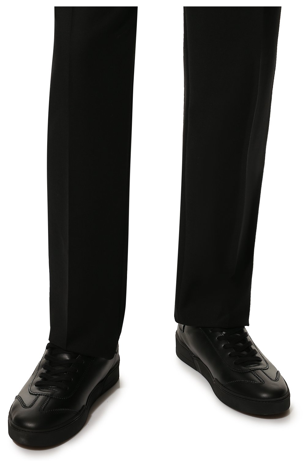 Мужские кожаные кеды GHOUD черного цвета, арт. E12IL1LMLX11 | Фото 3 (Материал внешний: Кожа; Материал утеплителя: Натуральный мех; Материал внутренний: Натуральная кожа, Текстиль; Стили: Классический)