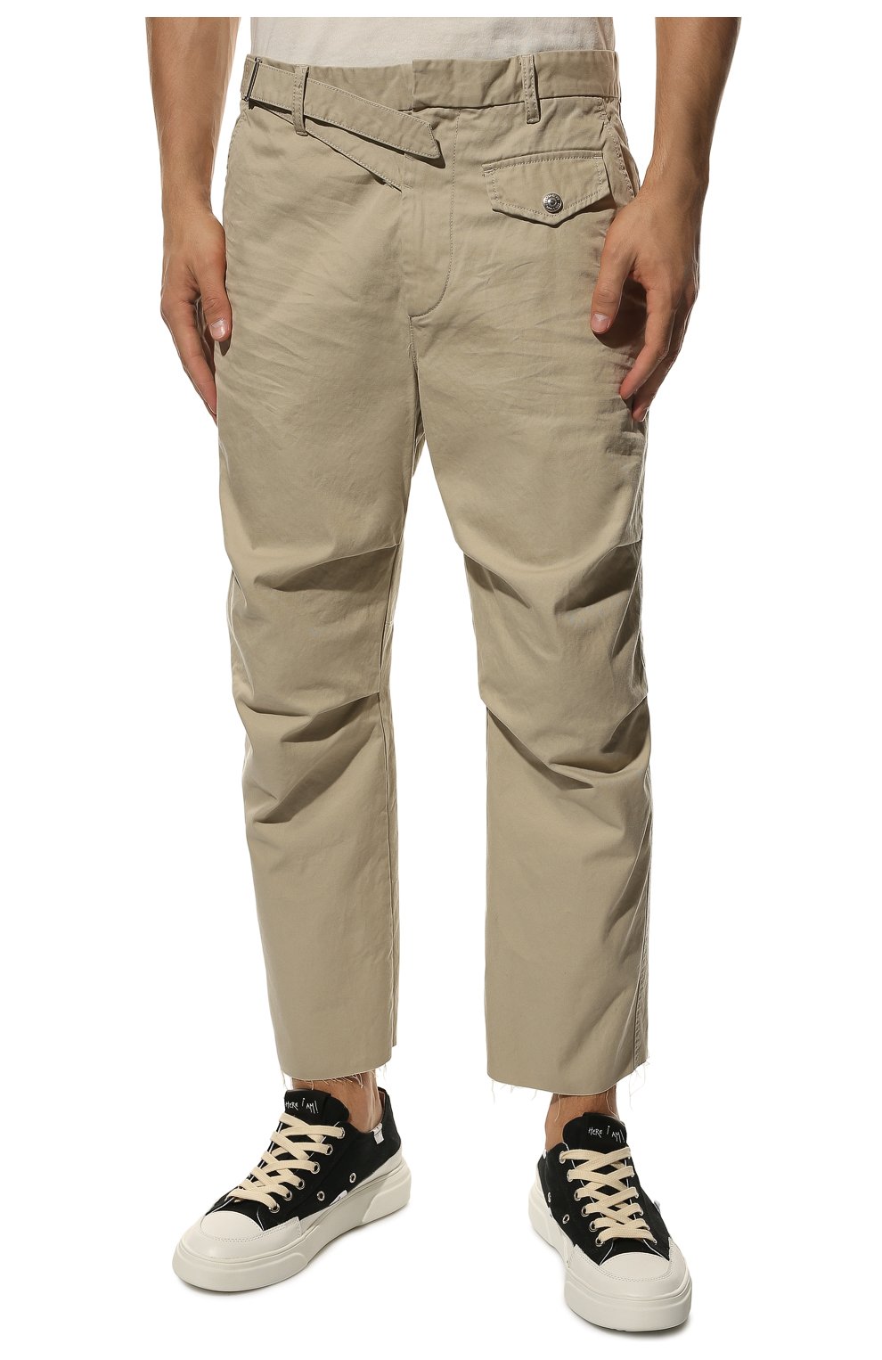 Мужские хлопковые брюки DSQUARED2 светло-бежевого цвета, арт. S74KB0699/S41794 | Фото 3 (Случай: Повседневный; Стили: Гранж; Материал внешний: Хлопок; Длина (брюки, джинсы): Укороченные)