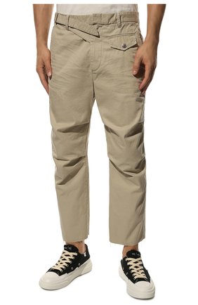 Мужские хлопковые брюки DSQUARED2 светло-бежевого цвета, арт. S74KB0699/S41794 | Фото 3 (Случай: Повседневный; Стили: Гранж; Материал внешний: Хлопок; Длина (брюки, джинсы): Укороченные)